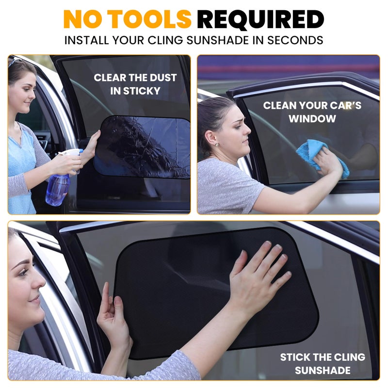 EcoNour Car Window Shade for Baby (4 Pack) | Cling Sun Shade for SUV, Van, RV, Bus & Pickup Truck | Sun Protection for Car Side Window | Sun Blocker Shade for Baby | X-Large 25" x 16" - Image 4